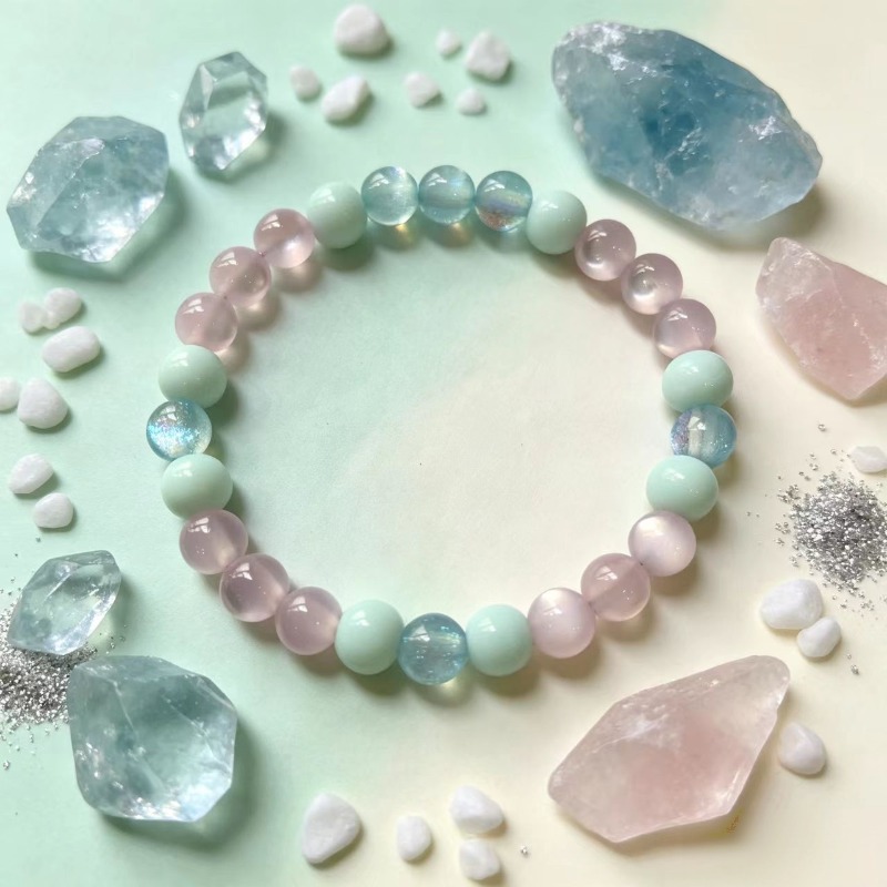 Clear Blue and White Bracelet
